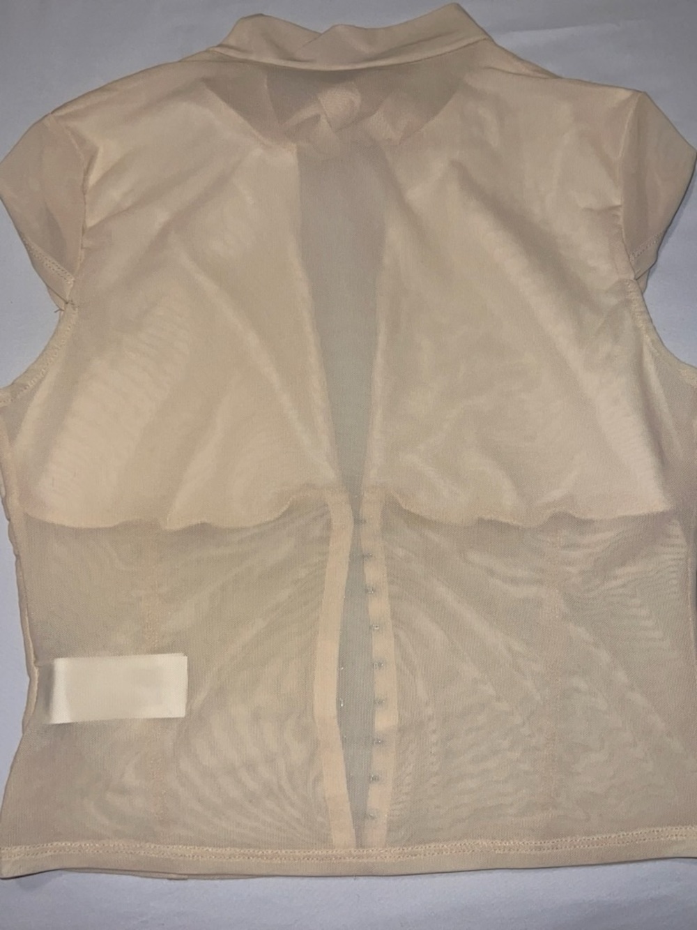 Sheer Bow-Neck Beige Mesh Top - Picture 4 of 4